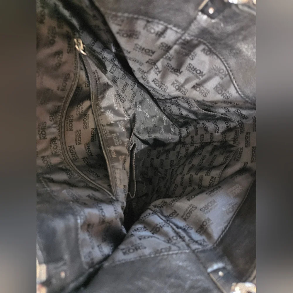 Michael Kors Black Shoulder Bag with Silver Accents - Picture 6 of 11